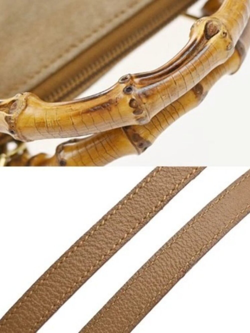 GUCCI Logo Bamboo 2Way Mini Shoulder Hand Bag Suede Leather Brown GHW 62EG353 - Picture 8 of 15